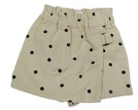 Smetanovo-černé puntíkaté riflové sukňové kraťasy LC Waikiki