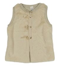 Smetanovo-béžová kožešinovo/pletená prepínaci vesta LC Waikiki