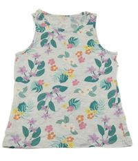 Svetlošedá -zelený kvetovaný top Alive