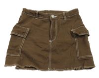 Hnedá rifľová cargo sukňa H&M