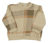 Béžovo-oranžová kockovaná mikina H&M