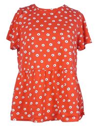 Dámske červené kvietkovane peplum tričko New Look