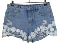 Dámské světlemodré riflové kraťasy s krajkou Denim 