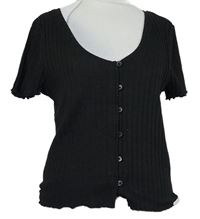 Dámské černé žebrované crop tričko New Look 
