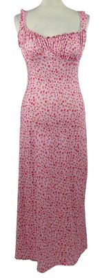 Dámske ružové kvietkovane midi šaty