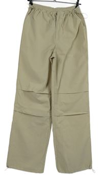 Dámské béžové šusťákové široké kalhoty Boohoo 