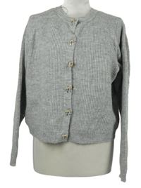 Dámský šedý propínací crop svetr s mašličkami New Look 