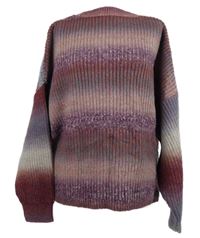 Dámsky vínovo-modrý pruhovaný sveter TU