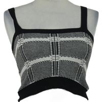 Dámský černo-bílý kostkovaný pletený crop top Shein 