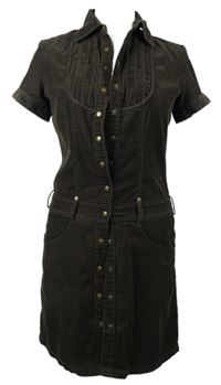 Dámské hnědé manšestrové košilové šaty S. Oliver 