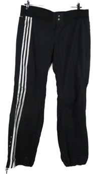 Dámské černé šusťákové outdoorové kalhoty s bílými pruhy Adidas 