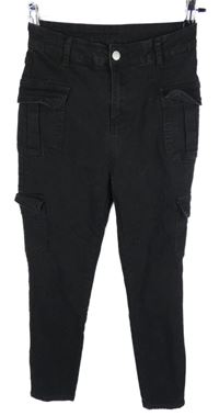 Dámske čierne skinny rifle s vreckami Shein