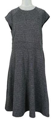 Dámske čierno-biele melírované pletené midi šaty H&M