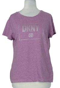 Dámske purpurové tričko s nápisem z kamínků DKNY