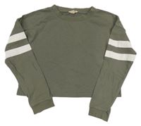 Khaki crop mikina s prúžkami H&M