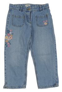 Modré capri rifle s kytičkami Vertbaudet