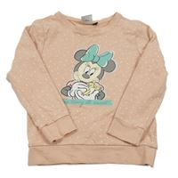 Světlerůžová puntíkatá mikina s Minnie Disney
