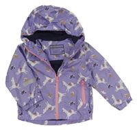 Fialová šusťáková jarní bunda s lamami a kapucí Pocopiano