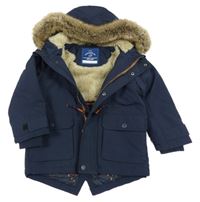 Tmavomodrá šusťáková zimní bunda s kapucí George