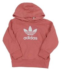 Růžová mikina s logem a kapucí Adidas