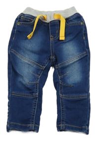 Tmavomodré teplákové rifle s úpletovým pasem Ergee