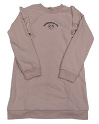 Svetloružové teplákové šaty s nápisom George