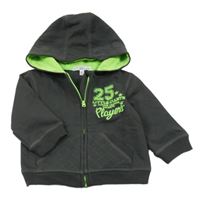 Sivá prepínaci mikina s potlačou a kapucňou