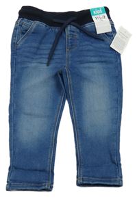 Nové - Tmavomodré teplákové rifle s úpletovým pasem Matalan