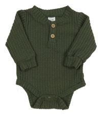 Khaki úpletové žebrované body 