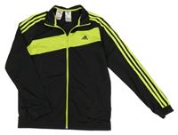 Černo-neonově žlutá sportovní propínací mikina s logem Adidas