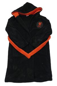 Černo-červený chlupatý fotbalový župan FC Liverpool s kapucí