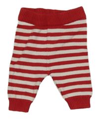 Červeno-biele pruhované pletené tepláky Tu