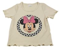 Béžové rebrované tričko s Minnie