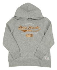 Sivá melírovaná mikina s nápisom a kapucňou H&M