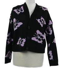 Dámský černý propínací crop oversized svetr s motýlky Asos