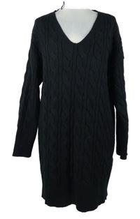 Dámské černé copánkové svetrové šaty Amisu