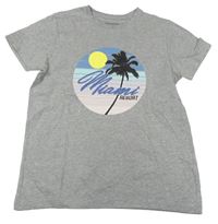 Sivé tričko s palmou Primark