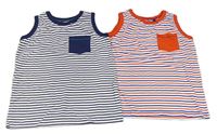 2x pruhované tílko - bílo-tmavomodré + červeno-bílo-modré Mini Boden