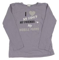 Levandulové triko s nápisem Y.F.K.