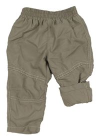 Hnedé šušťákové podšité nohavice