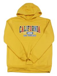 Tmavožlutá mikina s nápisy a kapucí St. Bernard