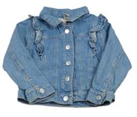 Svetlomodrá rifľová bunda s volánikmi TU