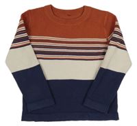 Tehlovo-tmavomodro-béžový sveter s pruhmi George