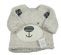 Nové - Bílo-béžová melírovaná huňatá mikina s medvědem George