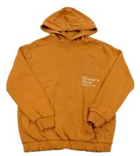 Hrdzavá mikina s nápisom a kapucňou Pocopiano