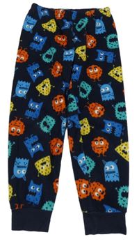 Tmavomodré fleecové pyžamové nohavice s príšerkami C&A