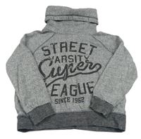 Sivá melírovaná mikina s nápisom a komínovým golierom Yigga