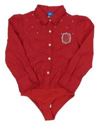 Červené halenkové body s kamínky a Sněhurkou