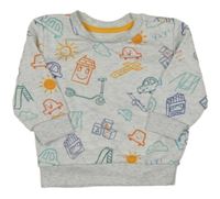 Svetlosivá mikina s obrázkami Primark