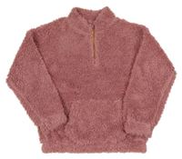 Ružová chlpatá mikina so stojačikom Tu